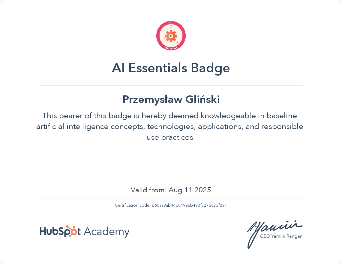 AI-essentials-certyfikat-Przemek-Glinsk