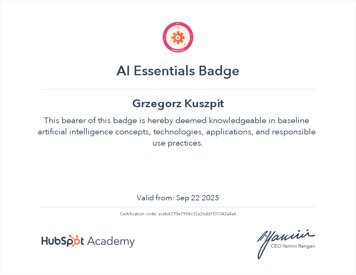 Grzegorz-AI-Essentials-Badge