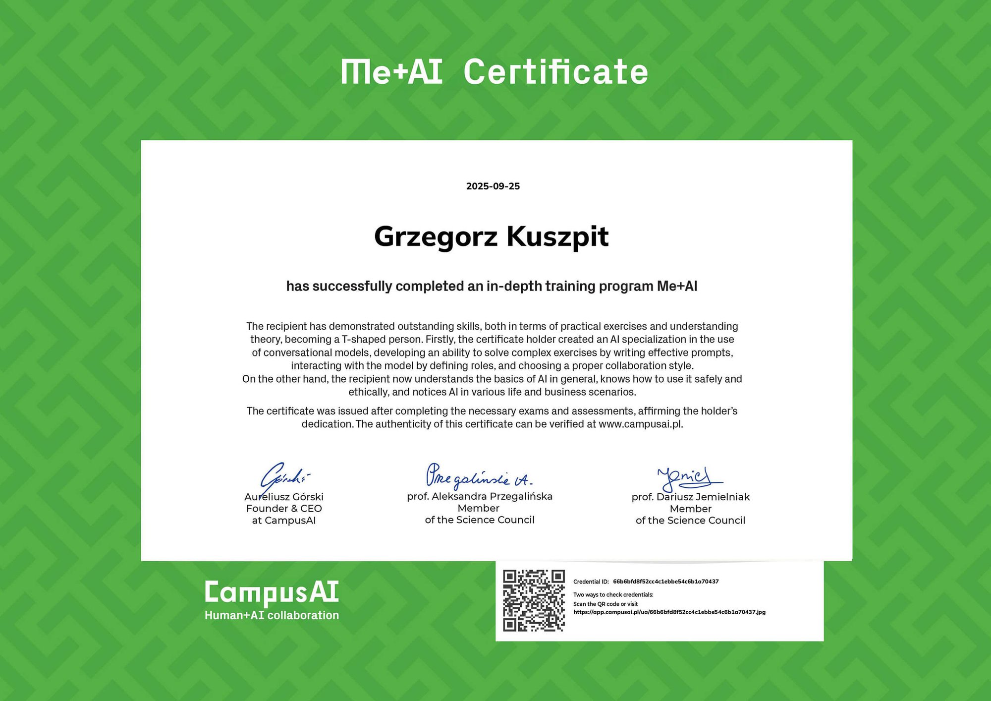 GrzegorzK-certyfikat-CampusAI