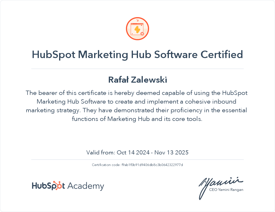 HubSpot Marketing Hub Rafal
