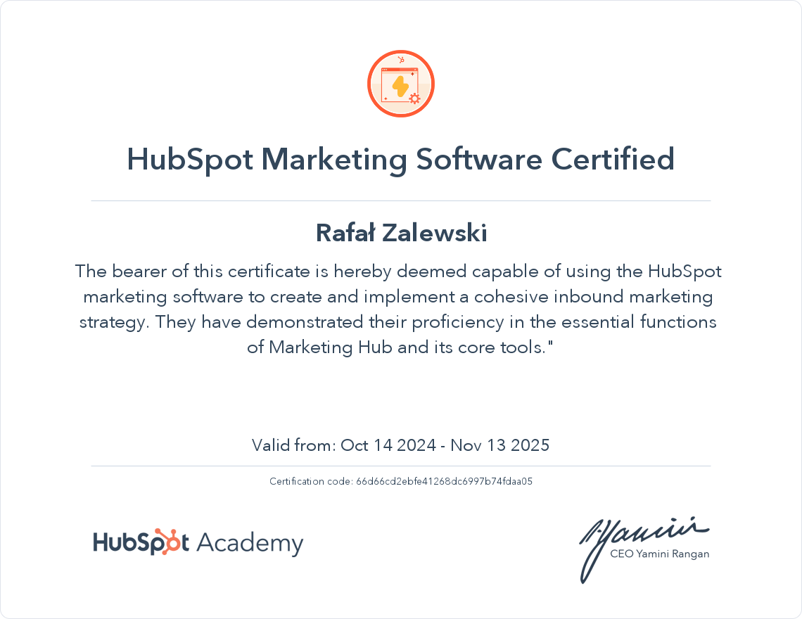 HubSpot Marketing Rafal