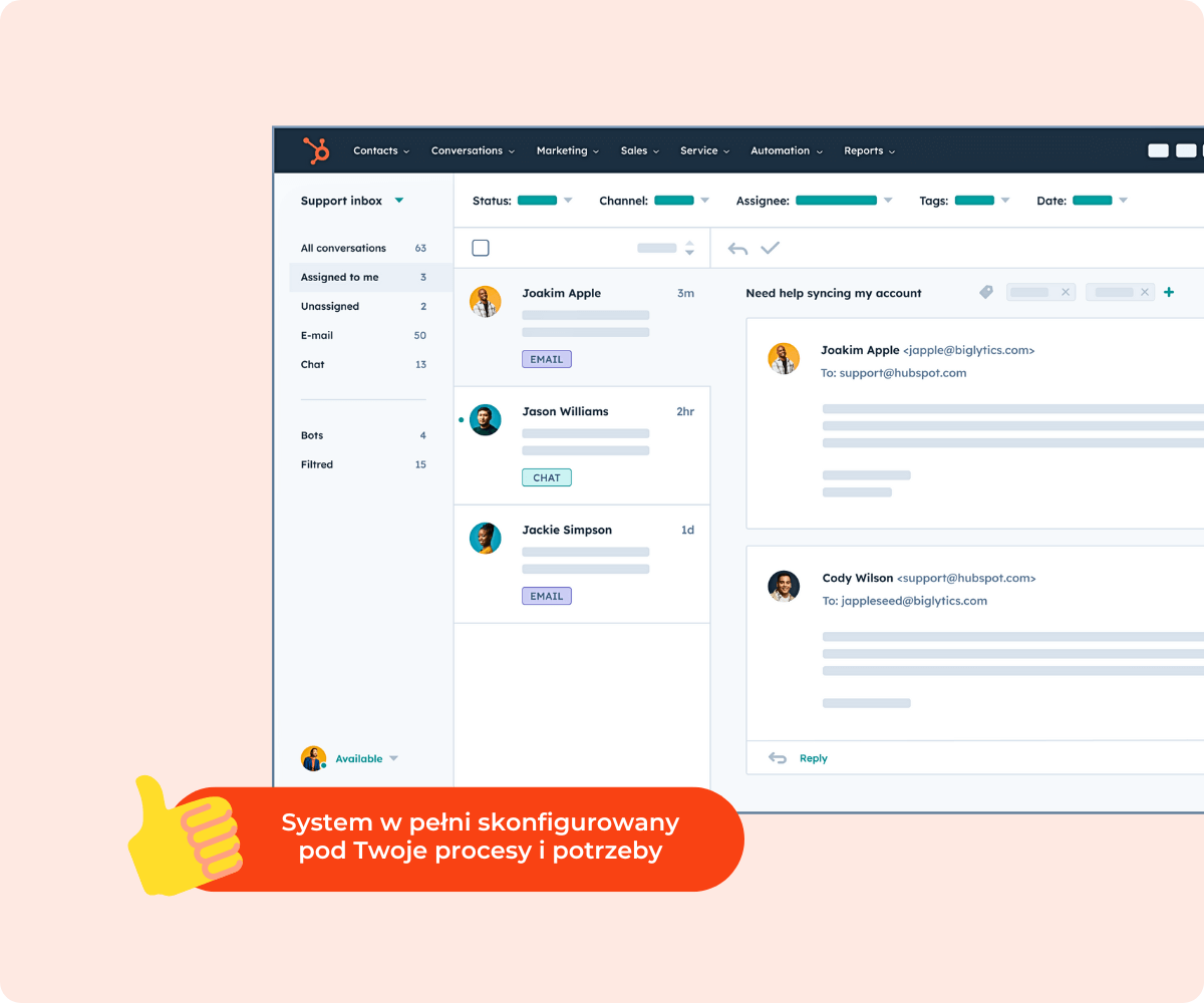 Konfiguracja procesu obsługi na HubSpot Service Hub