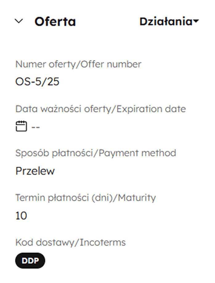 Oferty tworzone w CRM